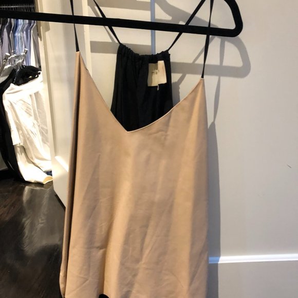 Mason cami with leather tan and silk black back - Picture 1 of 2